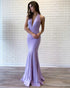 Simple 2019 Mermaid Prom Dresses with Halter Sexy Plunge V-Neck Evening Party Gowns